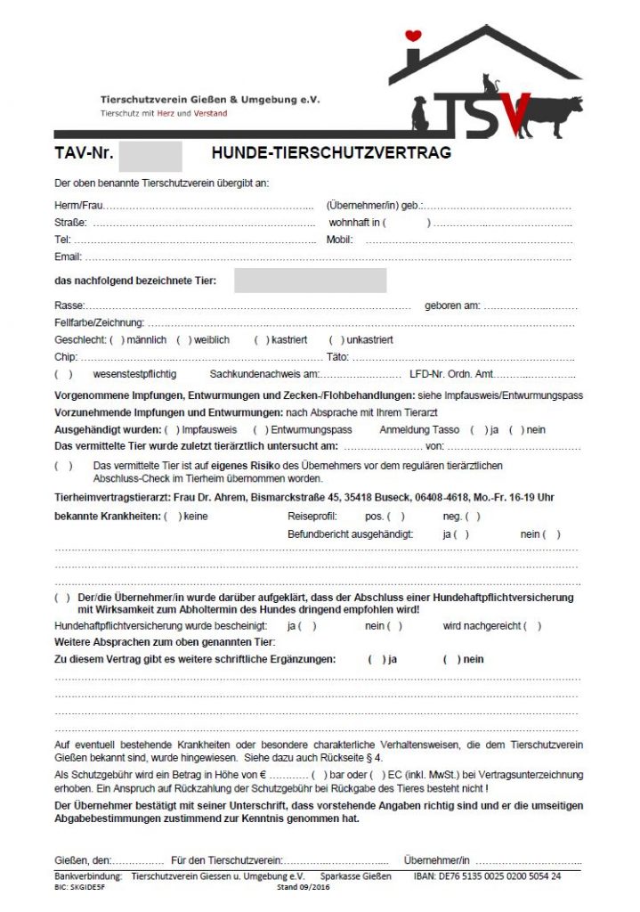 Schutzvertrag Hund Zum Ausdrucken