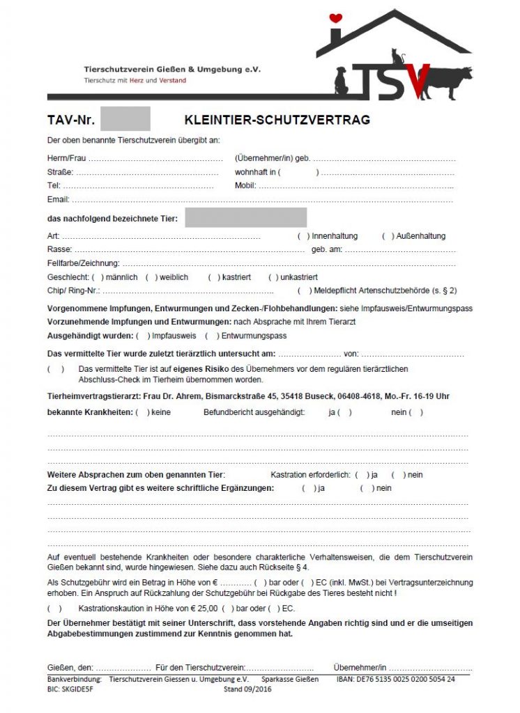 Schutzvertrag Hund Zum Ausdrucken